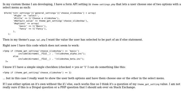 Drupal: Getting a specific value from form api in theme-settings.php смотреть онлайн
