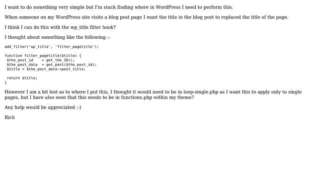 Wordpress: Setting title using wp_title filter смотреть онлайн