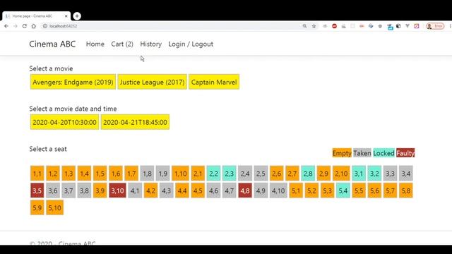 Mock Cinema Web App with Javascript and Web Api (.NET Framework) in C# with development progress смотреть онлайн