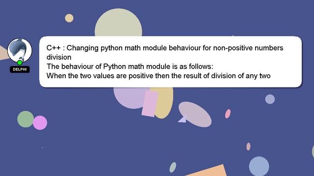 C++ : Changing python math module behaviour for non-positive numbers division смотреть онлайн