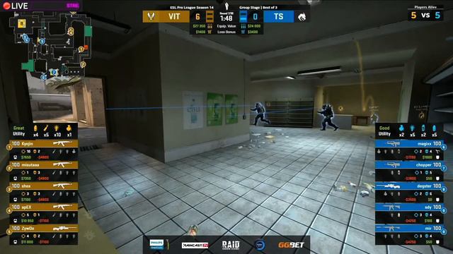 Team Vitality Vs Team Spirit | ESL Pro League Season 14 | CS:GO | Групповой этап