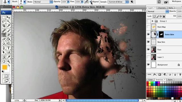 How to Mold Paint Splatter to a Face in Photoshop смотреть онлайн