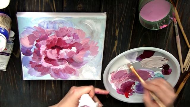 ПИОН РИСОВАТЬ ЛЕГКО АКРИЛОВЫМИ КРАСКАМИ урок Любы Дикер смотреть онлайн