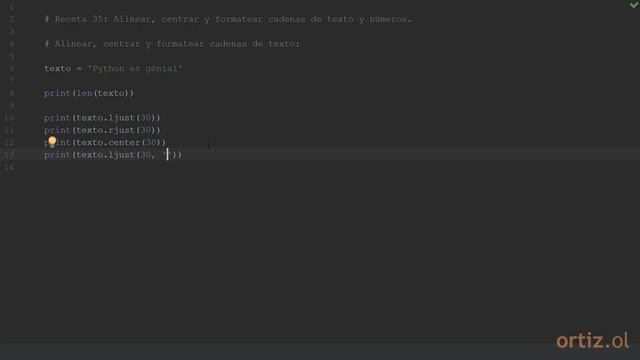 Python 3 - Receta 35: Alinear, Centrar y Formatear Cadenas de Texto y Números смотреть онлайн