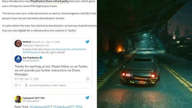 Sony Issuing Refunds for Cyberpunk 2077 on PS4/PS5 смотреть онлайн
