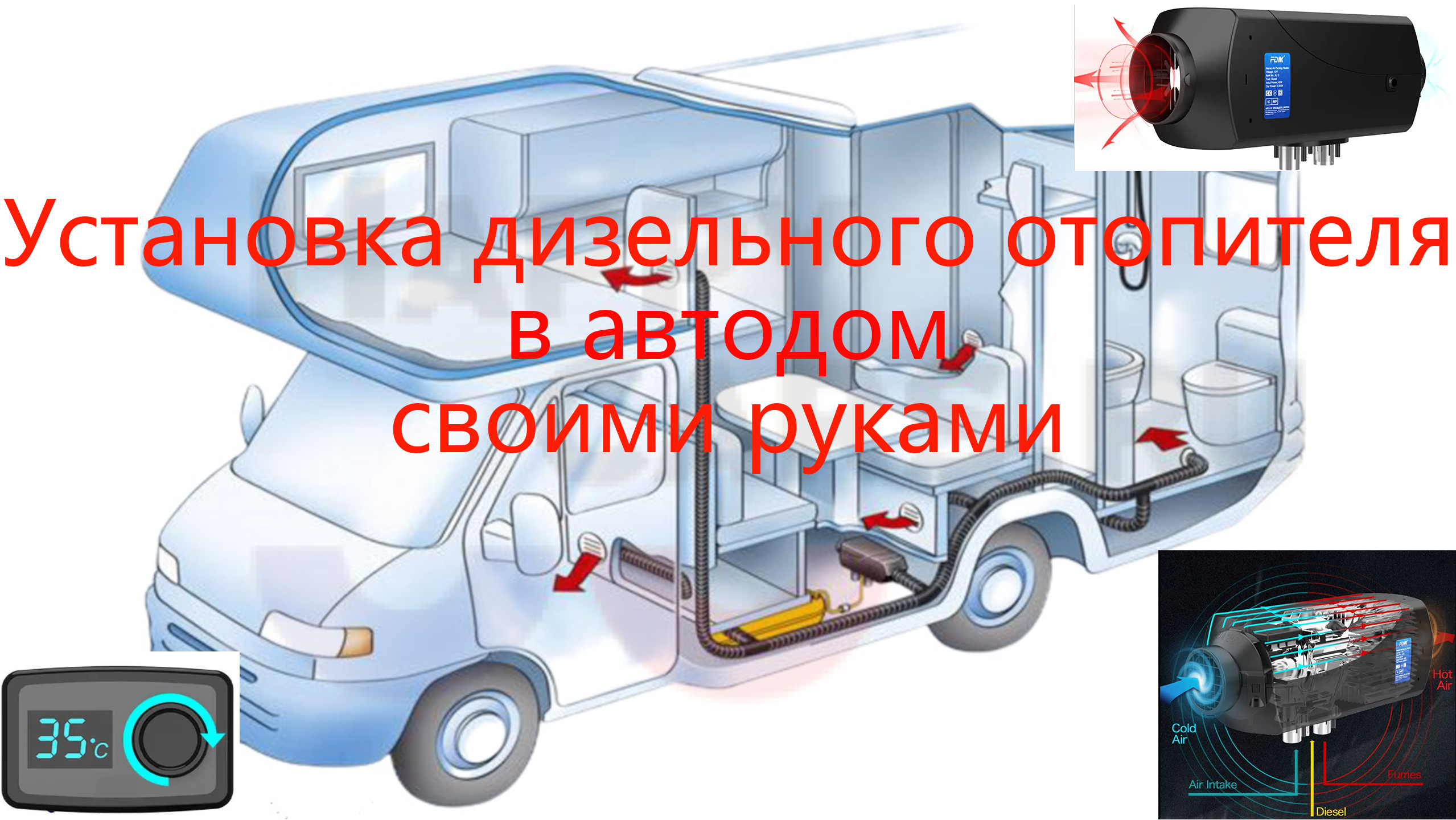 Установка дизельного отопителя в автодом своими руками смотреть онлайн