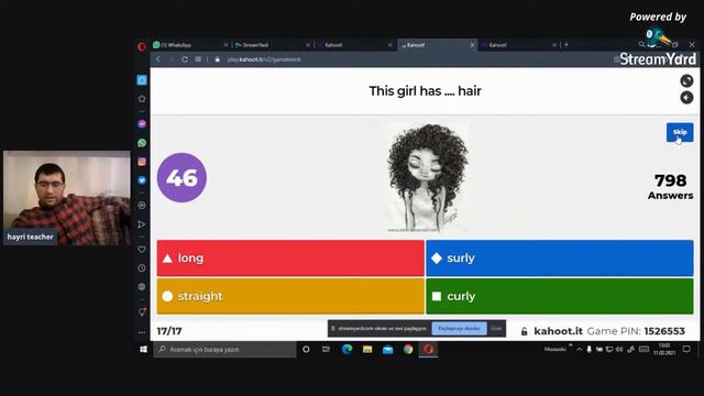 3. ve 4. sınfılara adjectives  5 ve 6. sınıflara present continuous tense #kahoot