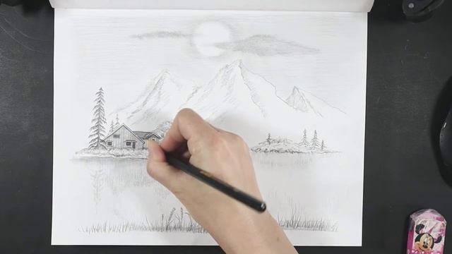 #52 sketch landscape /手绘/绘画视频/画画教程/Sara公开课/画风景素描/素描/手绘/画/手账装饰/手繪/畫 смотреть онлайн