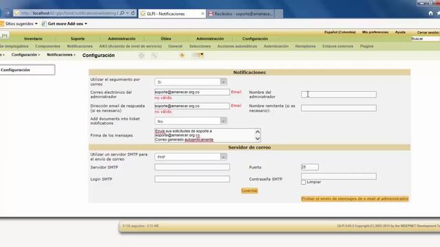Configuracion de GLPI para envio de notificaciones смотреть онлайн