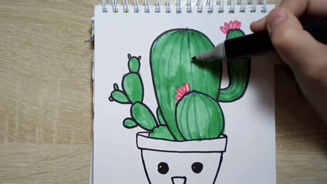 КАК НАРИСОВАТЬ КАКТУСА? В  ГОРШКЕ | МИЛЫЙ КАКТУС РИСУНОК.