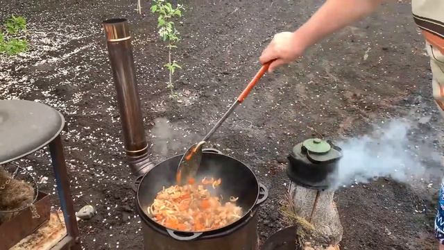 Каша гречневая по купечески в казане, на костре! смотреть онлайн
