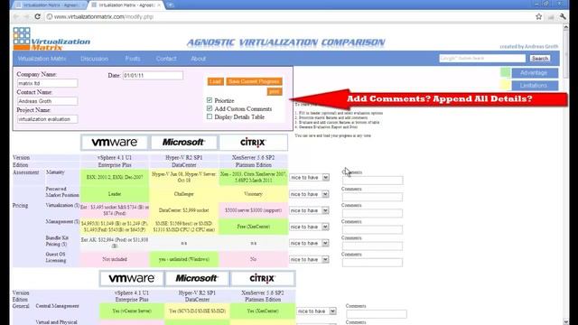 Virtualization Comparison - VMware, Microsoft, Citrix (virtualizationmatrix.com) смотреть онлайн