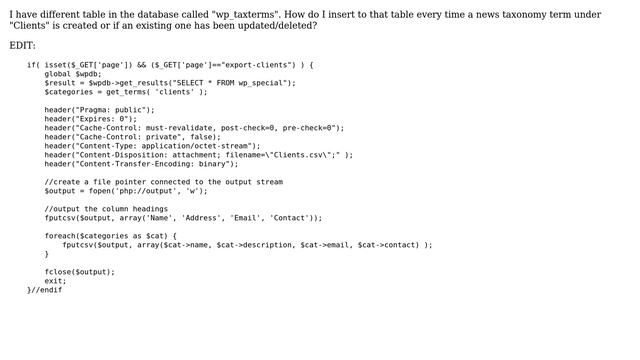 Wordpress: Insert taxonomy term to different table смотреть онлайн