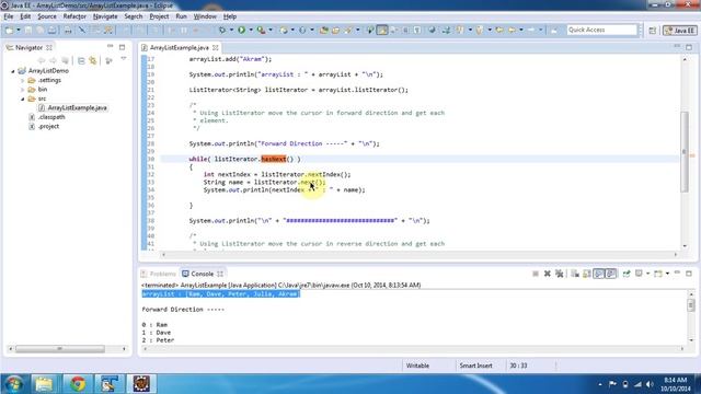 Example of how to use listIterator() method of ArrayList? | Java Collection Framework смотреть онлайн
