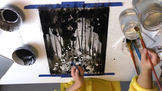 Chinese Ink Forest Painting Demo - monochrome landscape painting смотреть онлайн