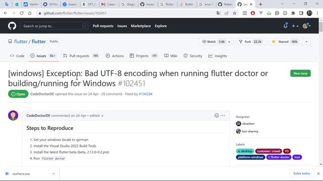 Error Flutter and Visual Studio 2022: Exception: Bad UTF-8 encoding (U+FFFD; REPLACEMENT CHARACTER) смотреть онлайн