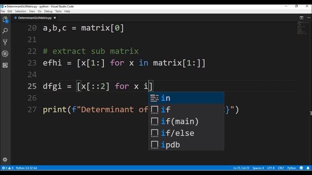 determinant 3x3 matrix in python ? смотреть онлайн