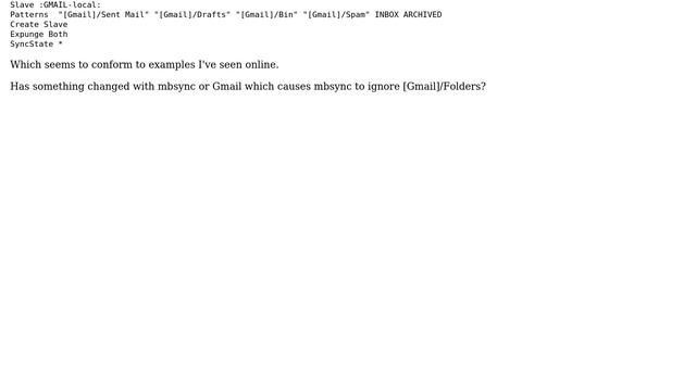 mbsync not fetching/pushing with [Gmail]/Folders смотреть онлайн