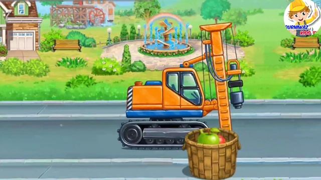 Excavator & Wheel Loader Trailer Trucks for Kids | Mixture machine | Home Construction смотреть онлайн