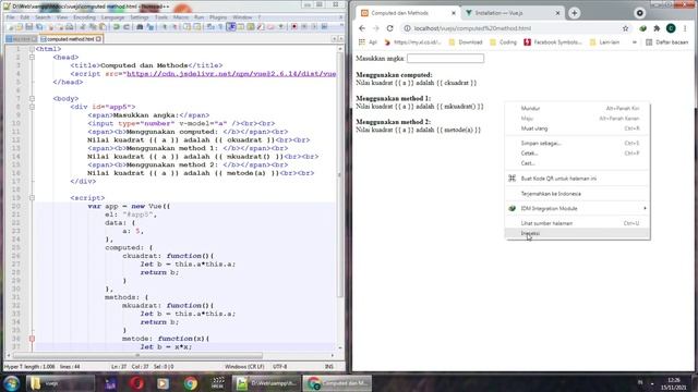 Tutorial Vue JS 2 - Computed dan Method смотреть онлайн