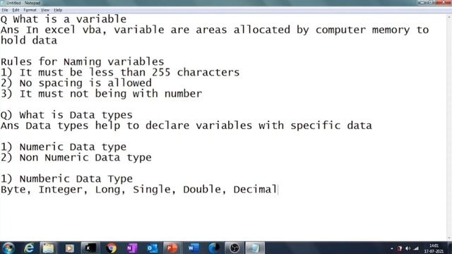 What is Variable and Data Types in Excel VBA in Hindi | Excel VBA Part 1 смотреть онлайн
