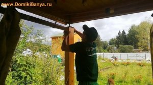 Компенсатор усадки - винтовой домкрат - регулируемый лифт на террасе дома из бруса - СК Доминика