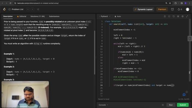 Search in rotated sorted array | Solution to Leetcode problem 33 | Binary Search | Python смотреть онлайн