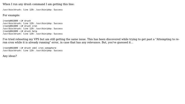 Drupal: Drush - /usr/bin/drush: line 129: /usr/bin/php: Success смотреть онлайн
