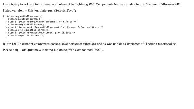 Salesforce: Document.fullScreen API implementation in Lightning Web Components(LWC) смотреть онлайн