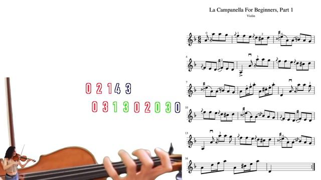La Campanella 🎻 SLOW MOTION Violin Tutorial With Color Coded Strings & Sheet Music 🎻 Part 1