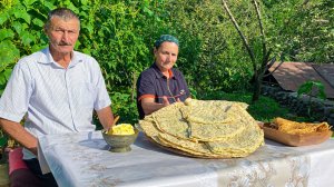 КУТАБ С ЗЕЛЕНЬЮ - Приготовление традиционного азербайджанского блюда в деревне