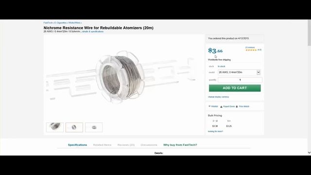 Нихромовая проволока D 0,4; 0,5мм от Fasttech.com, для намотки спиралей атомайзеров смотреть онлайн