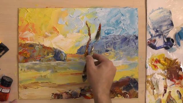 Как рисовать мастихином. Живопись акрилом. смотреть онлайн