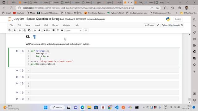 WAP reverse a string without useing any built in function in python смотреть онлайн