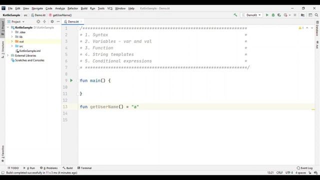 Kotlin Tutorial - Syntax, Functions, String Template, and Conditional Expression. смотреть онлайн