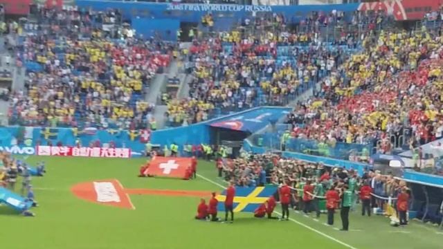 ЧМ 2018. Швеция Швейцария.1/8 финала. Открытие матча. Гимн Швеции.