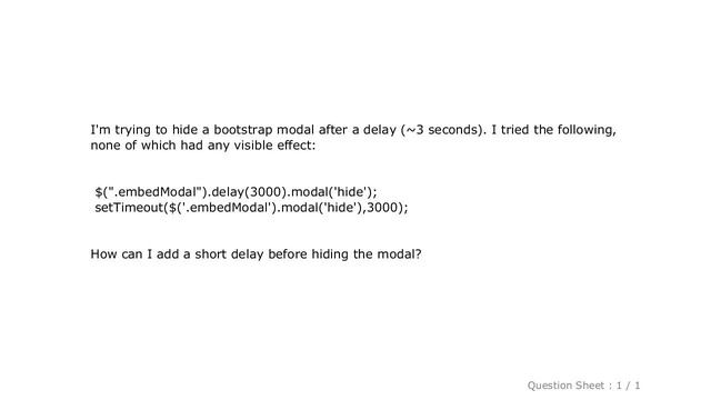 HTML : Bootstrap Hide Modal After Delay смотреть онлайн