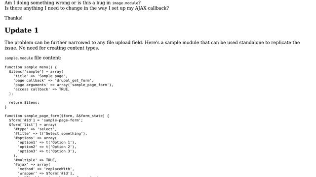 Drupal: AJAX error: node form + list field with multiple options + image field смотреть онлайн
