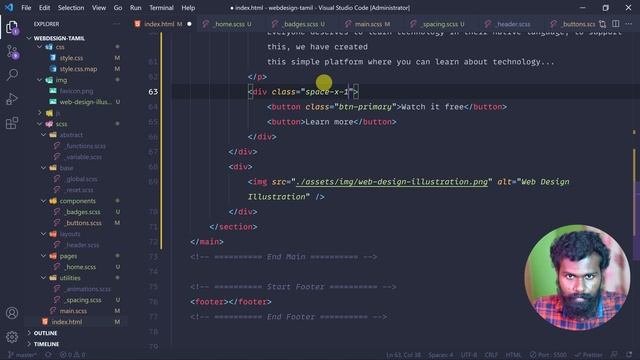 #04 - Building Home Section - (தமிழில்) (Tamil) | HTML, SASS & Javascript смотреть онлайн