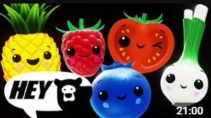 Танцевальная вечеринка с фруктовым салатом Веселая анимация с музыкой