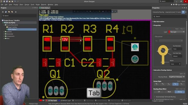 Altium Designer “Быстрый старт” - Урок 12. Создание платы - Трассировка и полигоны (Route & Poly) смотреть онлайн