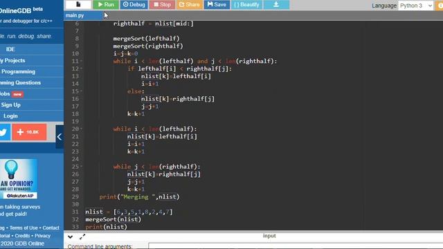 Merge Sort Python Code смотреть онлайн