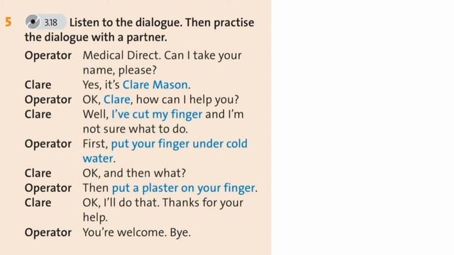 English Plus 7. Module 8.COMMUNICATION Phoning a medical helpline. Ex 5 p. 115 смотреть онлайн