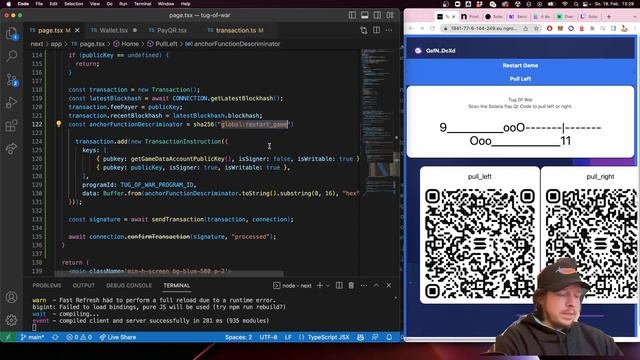 SolanaPay QrCode Tug of War game explained. (Anchor + NextJs) смотреть онлайн