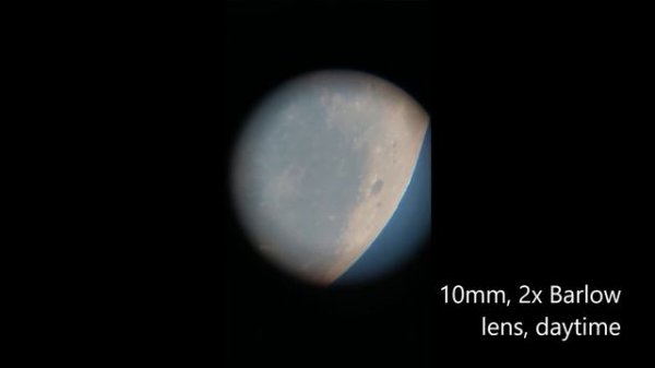 Moon through Levenhuk Skyline PLUS 120S daytime and nighttime