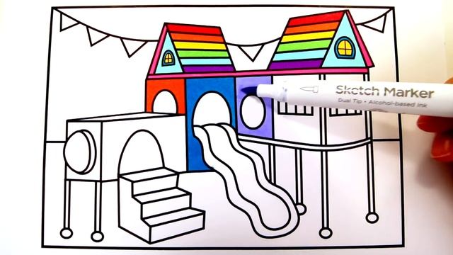 How to Draw a Fun Indoor Playground for Kids ???Playground Drawing and Coloring for Kids смотреть онлайн