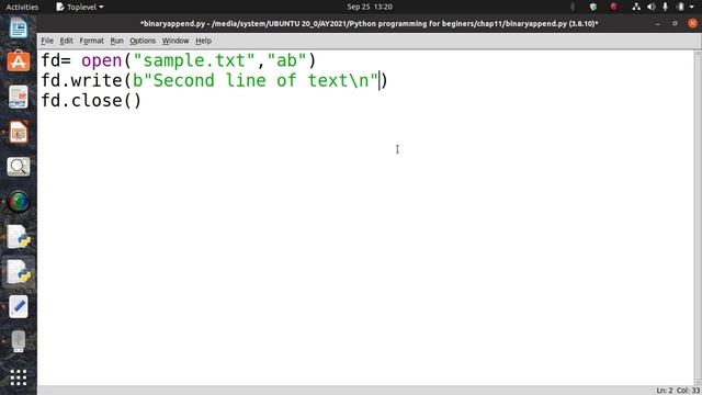11.21.1 Python binary mode file append example смотреть онлайн