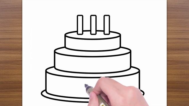 Birthday Cake Drawing Step by Step - Easy Art Tutorial | Drawing for Competition | How to Draw Cake смотреть онлайн