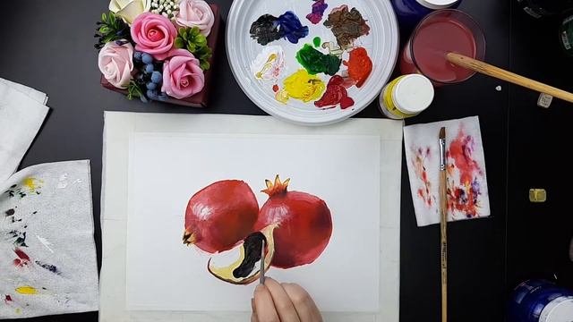 ?Как рисовать акрилом для начинающих. Мастер-класс рисуем гранаты акрилом. Найди себя смотреть онлайн