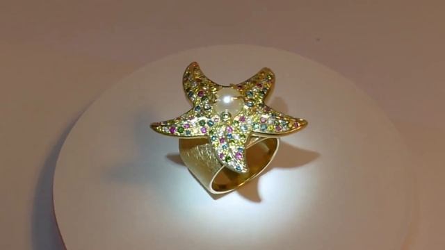 Seestern Starfish Ring mit fancy Diamonds & Perl смотреть онлайн
